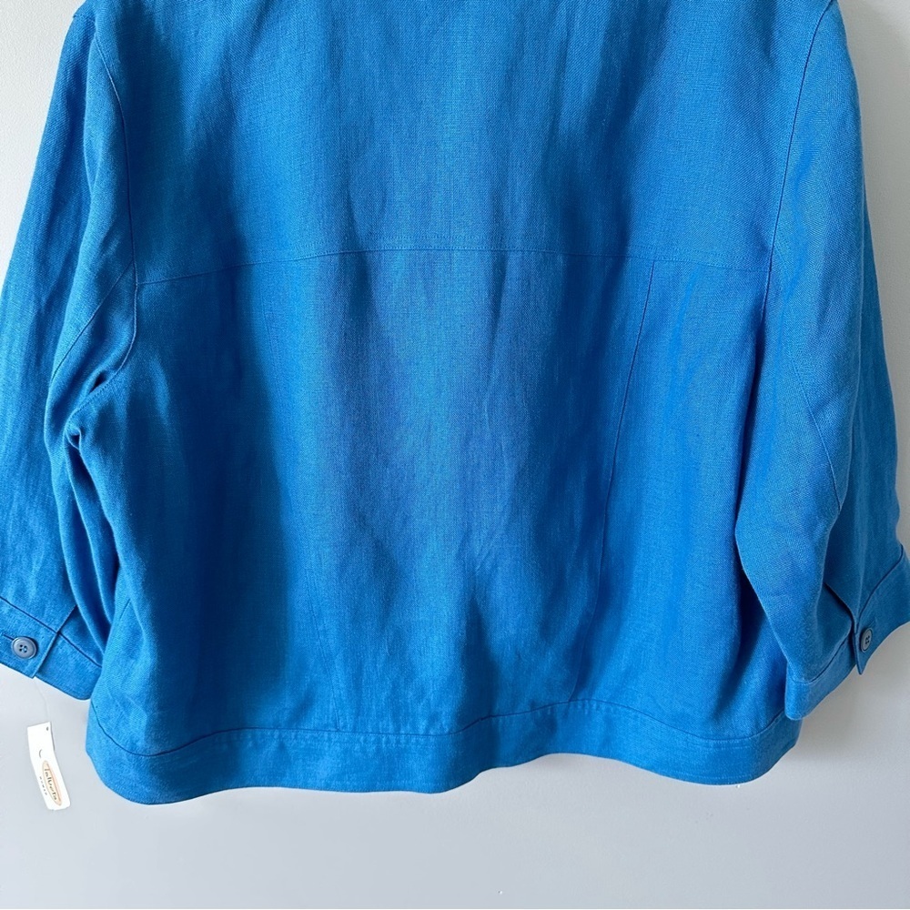 Talbots NWT Vintage Deadstock Blazer Jacket 100% Irish Linen Blue Lined 16W - Picture 6 of 12